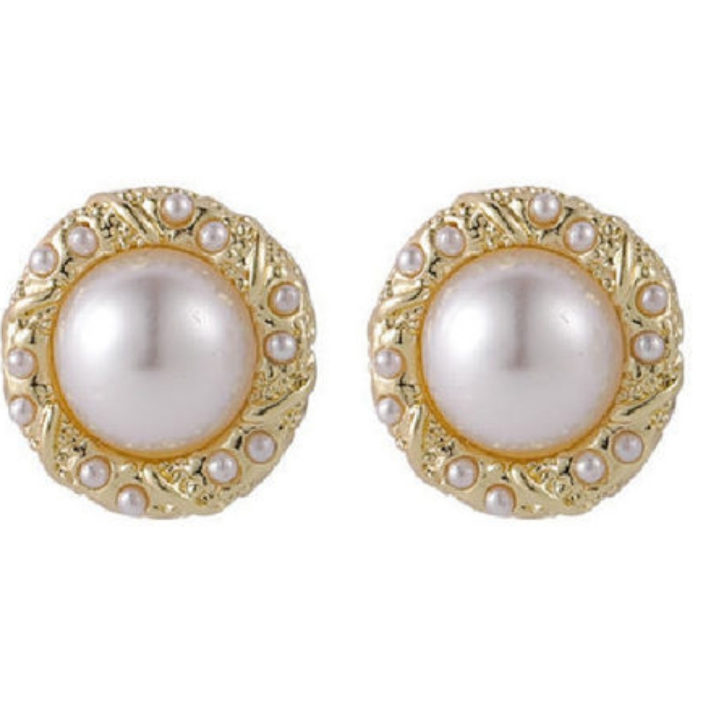 6pc JC Penny gold plated simulated pearl earring Stud set